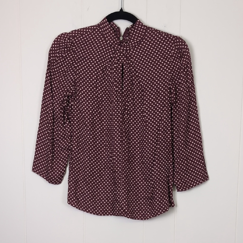 Rebecca Taylor silk Red and White Polka Dot Mandarin Collar Blouse